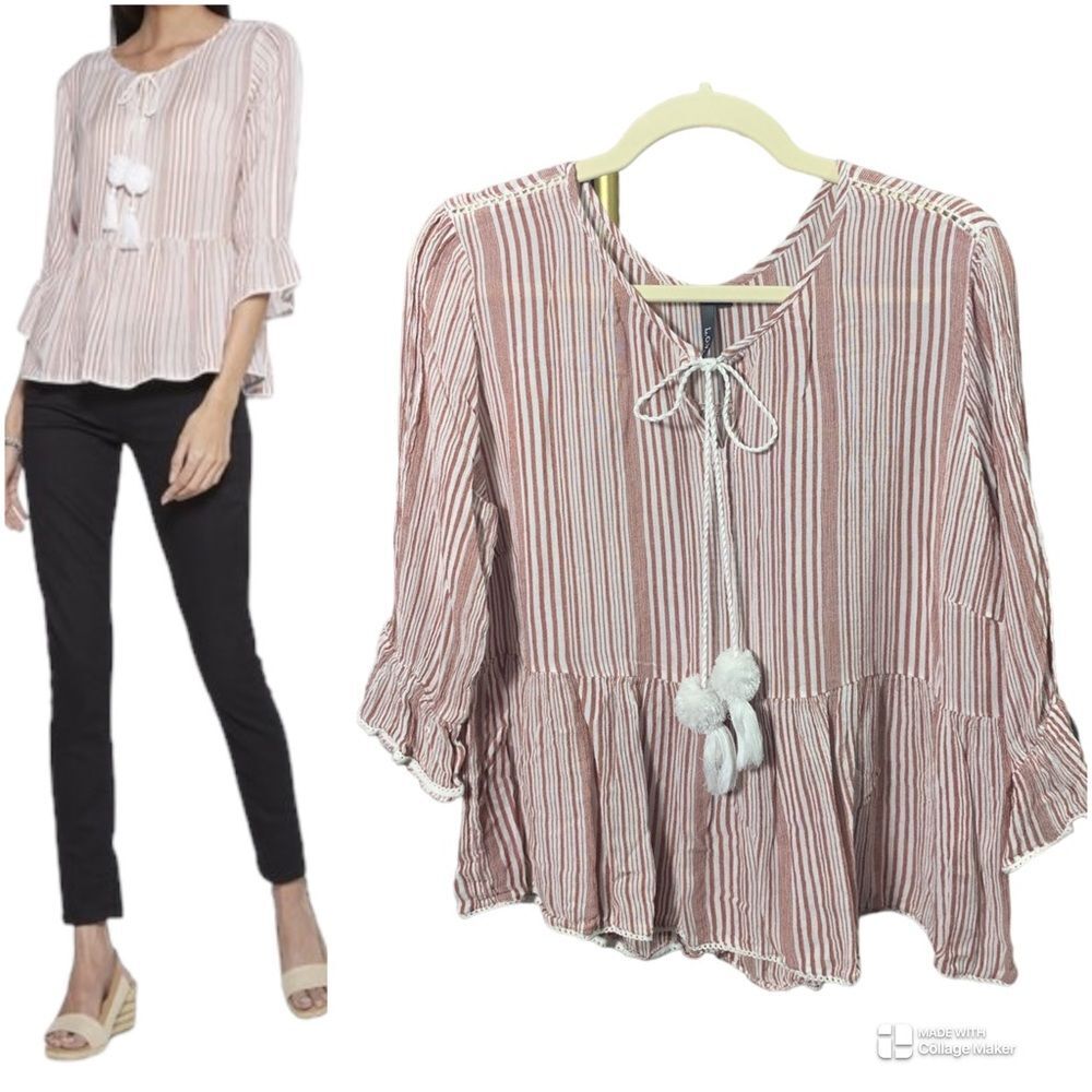 LOV by Westside Red Stripe Print Lucy Top